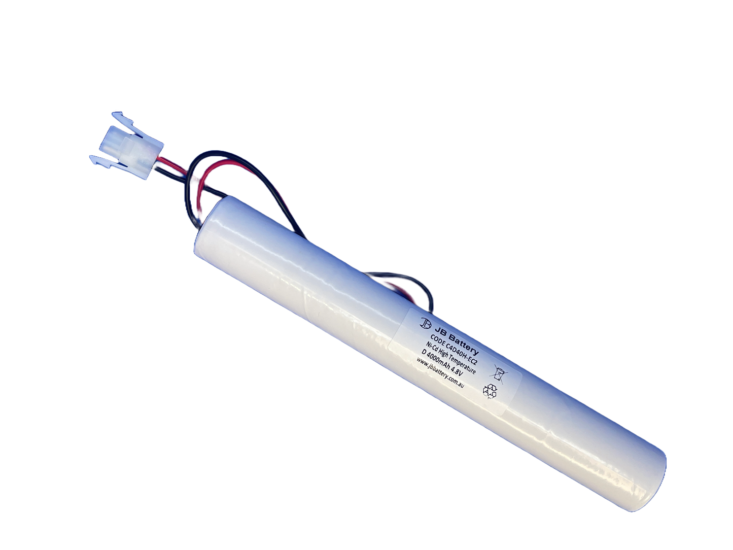 4 cell D4000mAh 4.8V Ni-Cd High Temperature Stick Emergency Lighting Battery Pack w/ Connector (ABB Stanilite) image 0