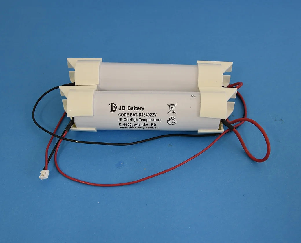 4 cell D4000mAh 4.8V Ni-Cd High Temperature 2by2 Emergency Lighting Battery Pack w/ Connector and Mounting Caps (Pierlite) image 0