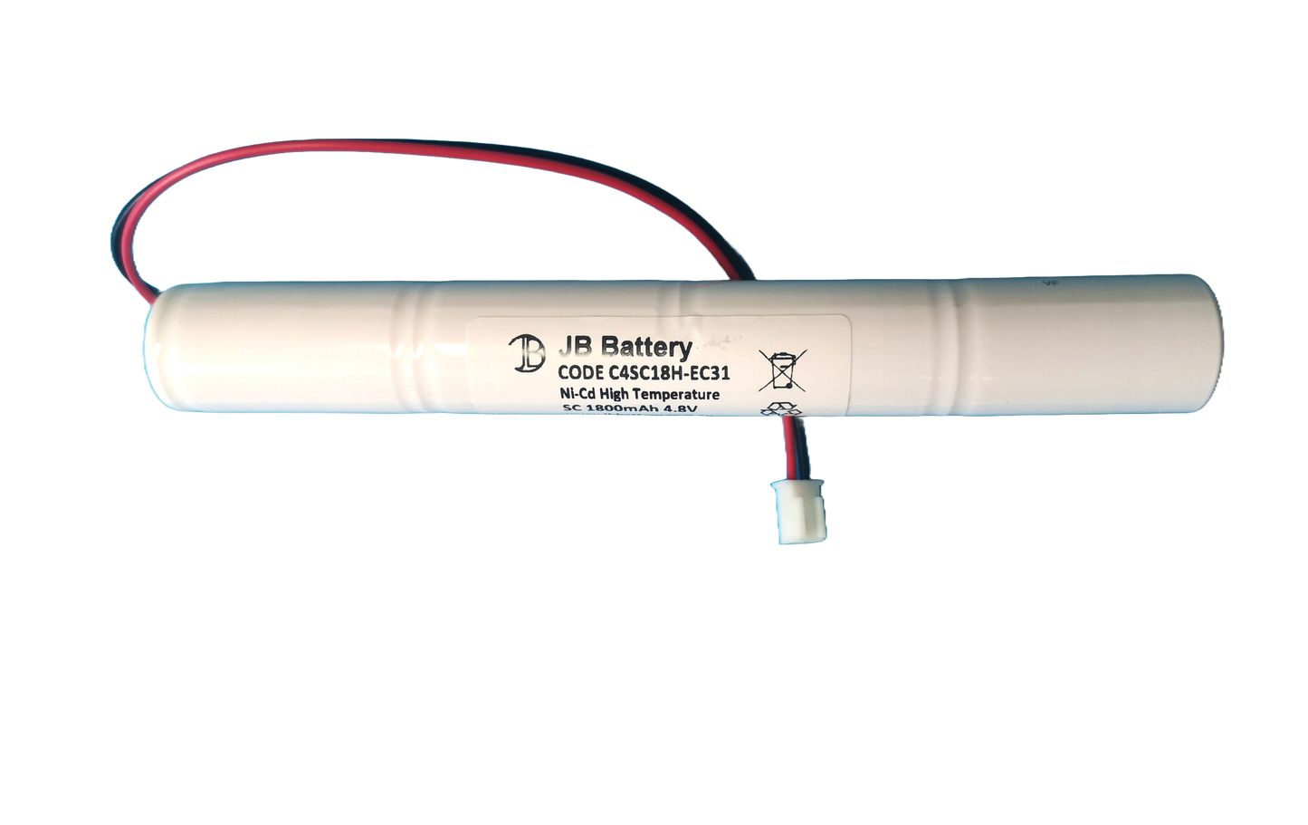 4 cell SC1800mAh 4.8V Ni-Cd High Temperature Stick Emergency Lighting Battery Pack w/ Connector (ABB, Stanilite) image 0
