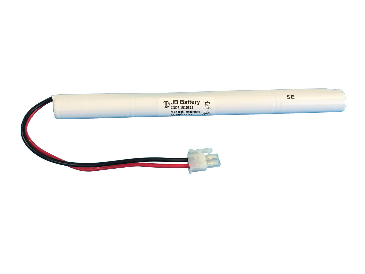 4 cell AA800mAh 4.8V Ni-Cd High Temperature Stick Emergency Lighting Battery Pack w/ Connector (Clevertronics) image 0