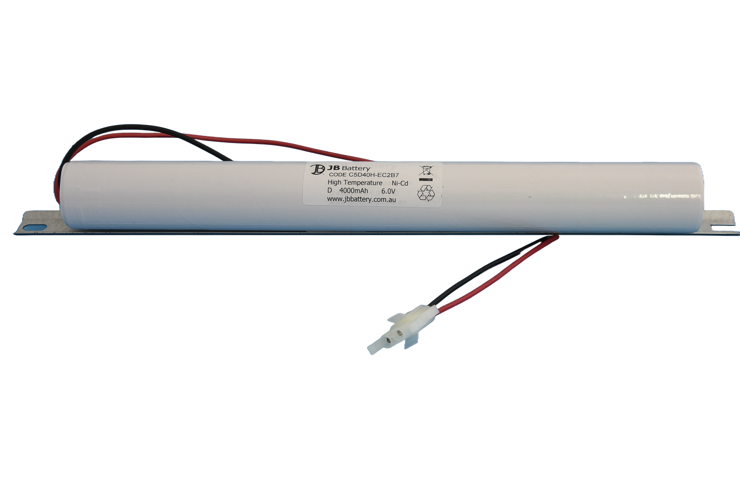 5 cell D4000mAh 6.0V Ni-Cd High Temperature Stick Emergency Lighting Battery Pack w/ Connector and Bracket (ABB Stanilite) image 1