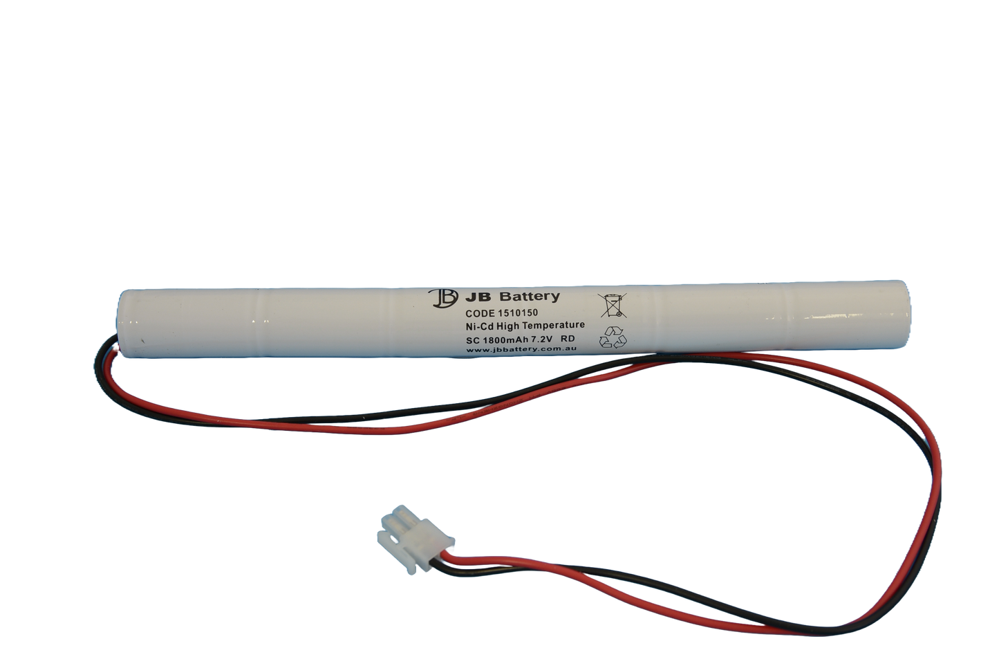 6 cell Sub C1800mAh 7.2V Ni-Cd High Temperature Stick Emergency Lighting Battery Pack w/ Connectors (Clevertronics) image 1