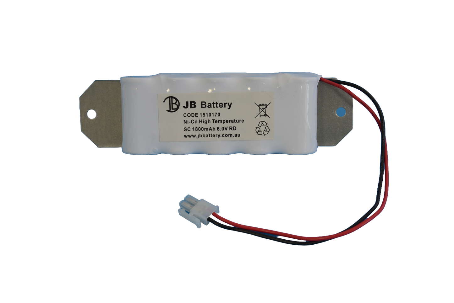 5 cell SC1800mAh 6.0V Ni-Cd High Temperature Side By Side Emergency Lighting Battery Pack w/ Connector and Bracket (Clevertronics) image 1