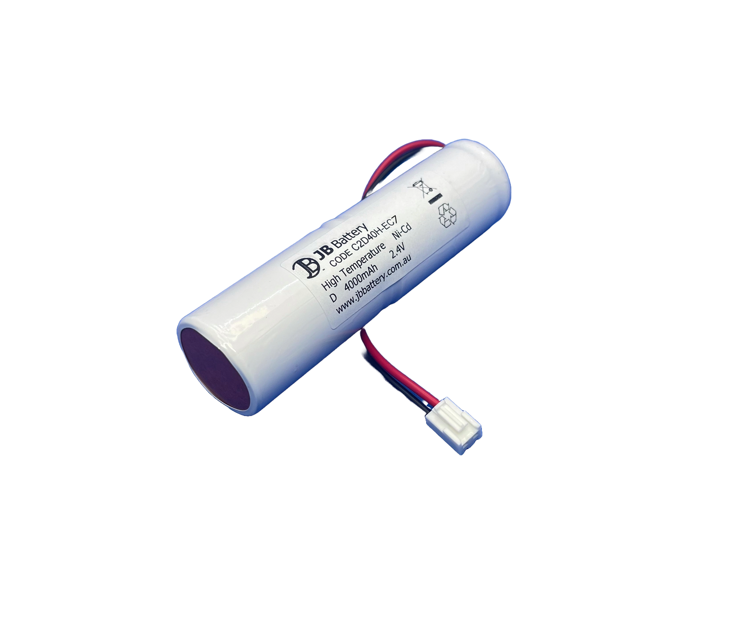 2 cell D4000mAh 2.4V Ni-Cd High Temperature Stick Emergency Lighting Battery Pack w/ Connector image 1