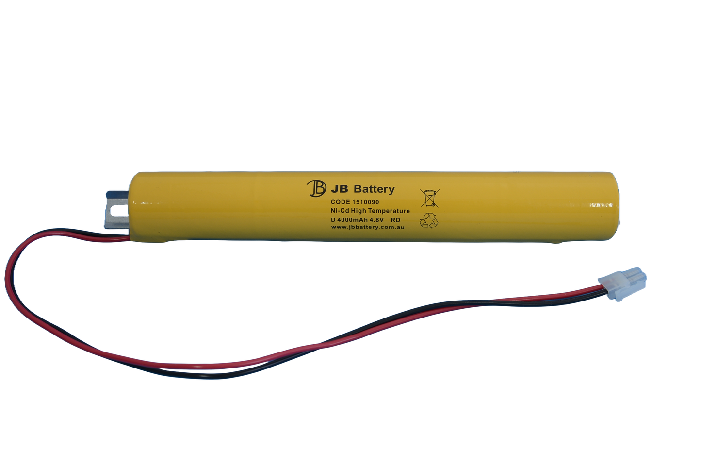 4 cell D4000mAh 4.8V Ni-Cd High Temperature Stick Emergency Lighting Battery Pack w/ Connector and Bracket (Clevertronics) image 1