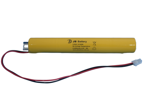 4 cell D4000mAh 4.8V Ni-Cd High Temperature Stick Emergency Lighting Battery Pack w/ Connector and Bracket (Clevertronics) image 1