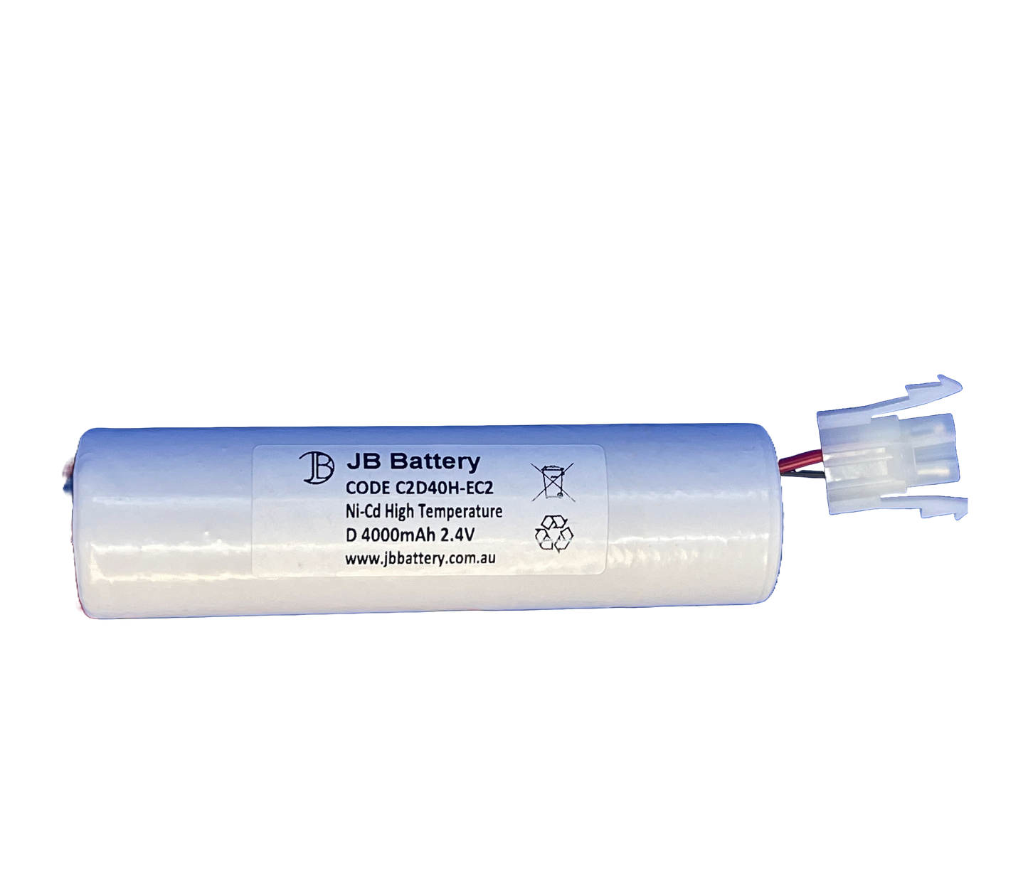 2 cell D4000mAh 2.4V Ni-Cd High Temperature Stick Emergency Lighting Battery Pack w/ Connector image 1