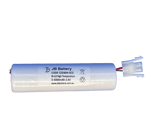 2 cell D4000mAh 2.4V Ni-Cd High Temperature Stick Emergency Lighting Battery Pack w/ Connector image 1