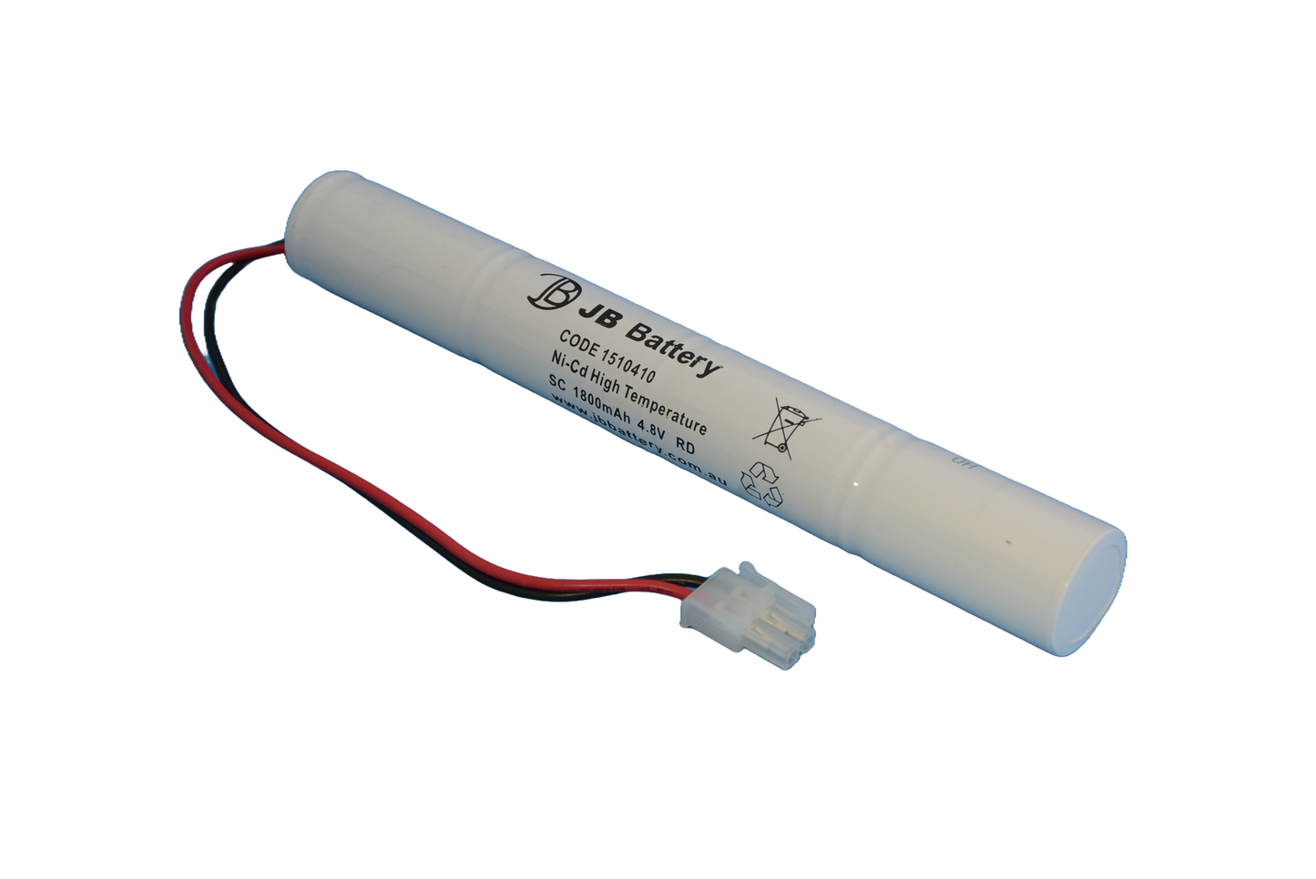 4 cell Sub C1800mAh 4.8V Ni-Cd High Temperature Stick Emergency Lighting Battery Pack w/ Connector (Clevertronics) image 0