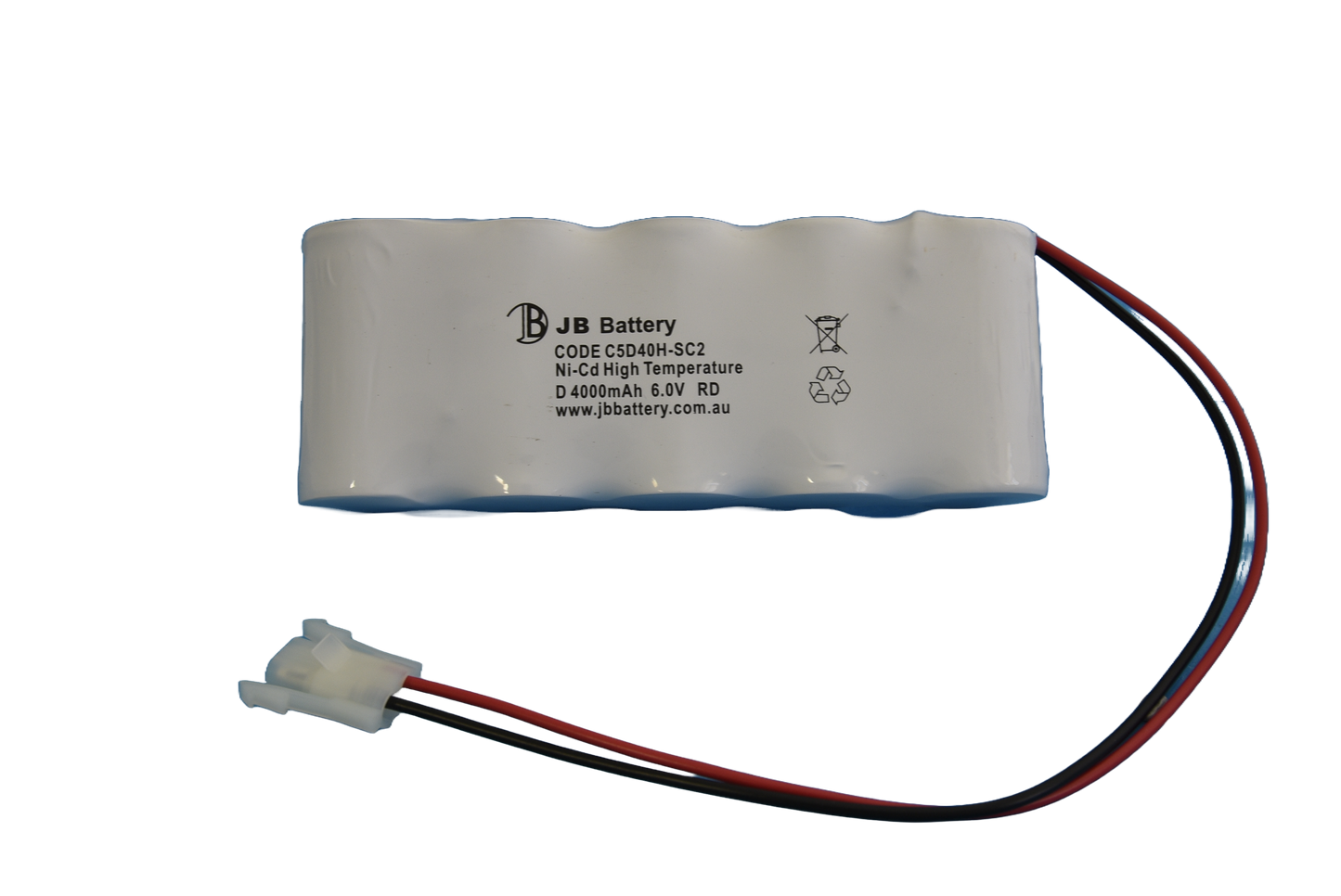 5 cell D4000mAh 6.0V Ni-Cd High Temperature Side By Side Emergency Lighting Battery Pack w/ Connector (ABB Stanilite) image 1