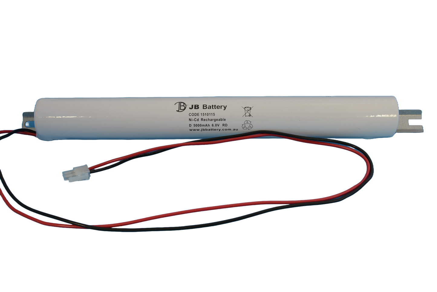 5 cell D5000mAh 6.0V Ni-Cd Standard Temperature Stick Emergency Lighting Battery Pack w/ Connector and Bracket (Clevertronics) image 1