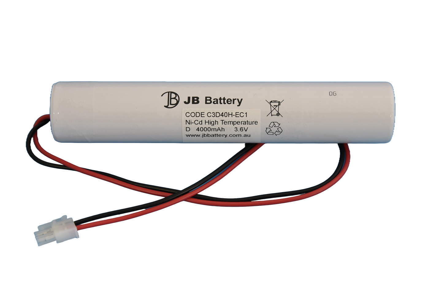 3 cell D4000mAh 3.6V Ni-Cd High Temperature Stick Emergency Lighting Battery Pack w/ Connector (Clevertronics) image 1