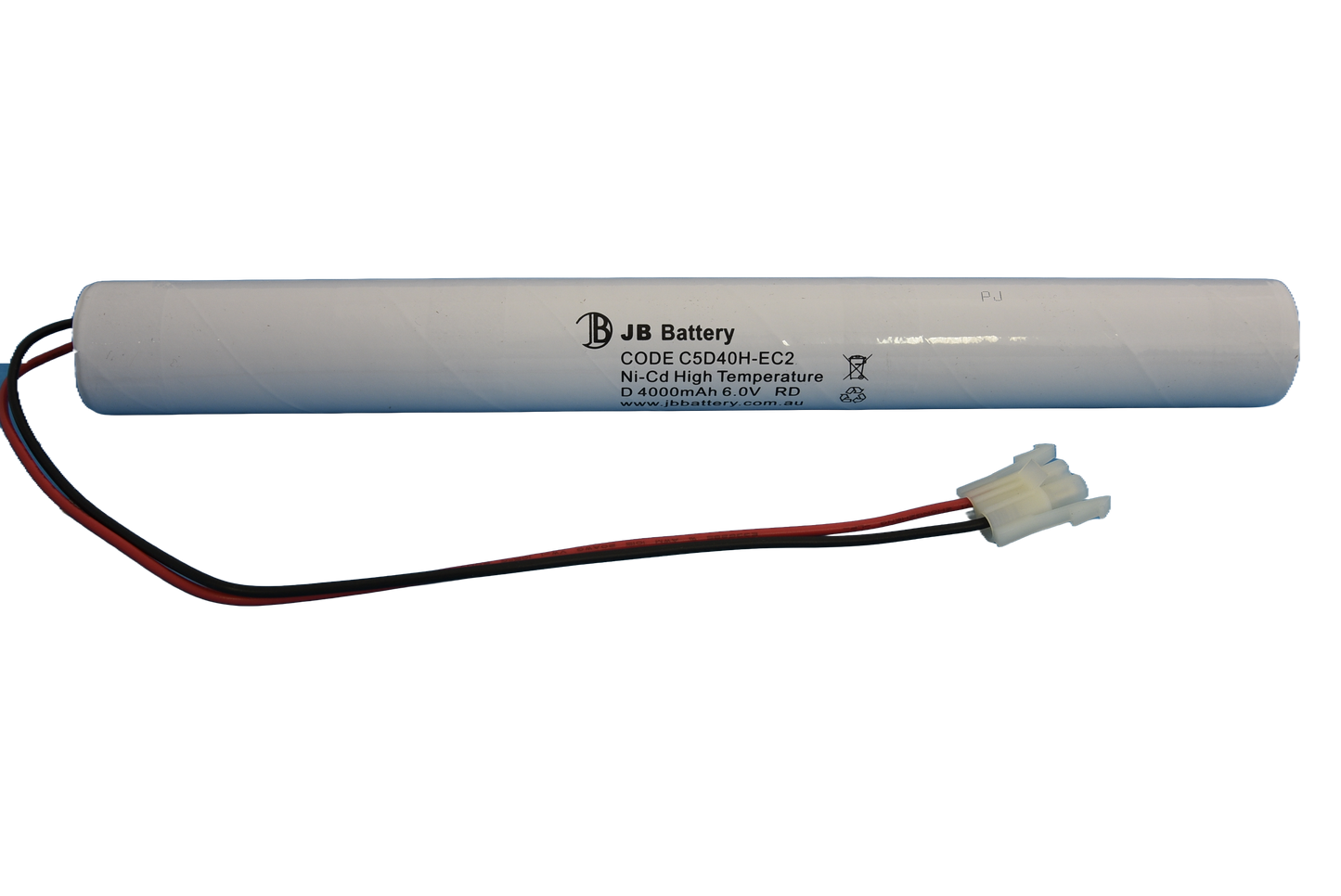 5 cell D4000mAh 6.0V Ni-Cd High Temperature Stick Emergency Lighting Battery Pack w/ Connector (ABB Stanilite) image 1