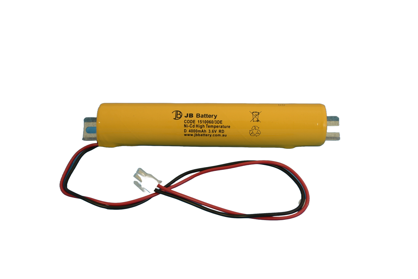 3 cell D4000mAh 3.6V Ni-Cd High Temperature Stick Emergency Lighting Battery Pack w/ Connector and Bracket (Clevertronics) image 1