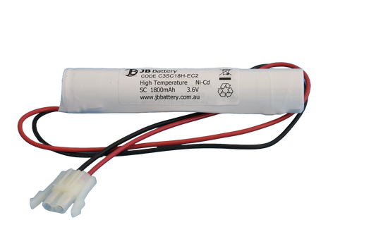 3 cell Sub C1800mAh 3.6V Ni-Cd High Temperature Stick Emergency Lighting Battery Pack w/ Connector (ABB Stanilite) image 1
