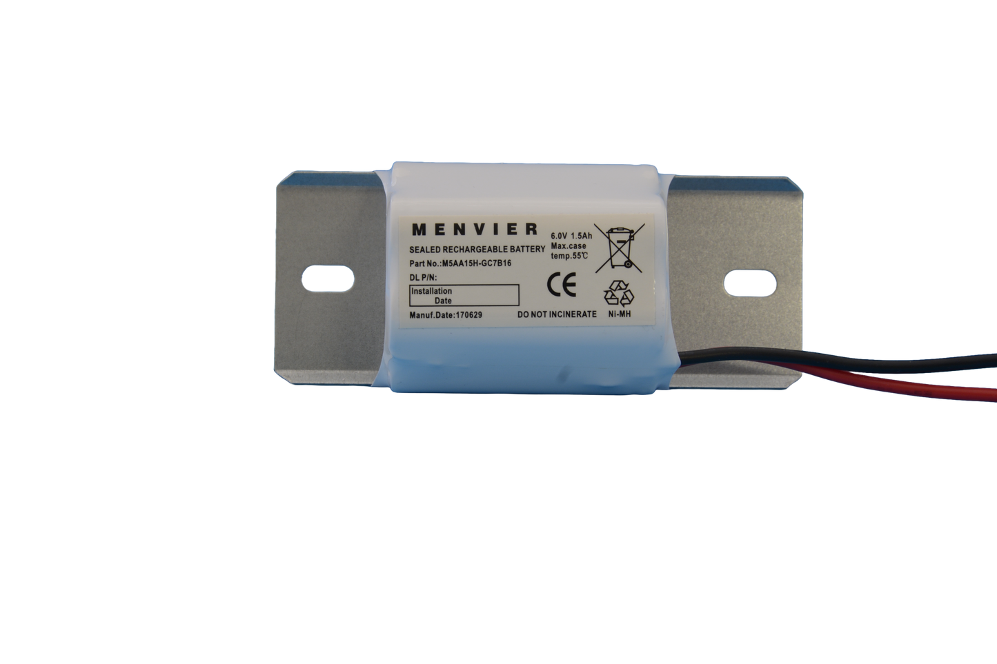 5 cell AA1500mAh 6.0V Ni-MH High Temperature 2by3 Emergency Lighting Battery Pack w/ Connector and Bracket (Eaton Menvier) image 1