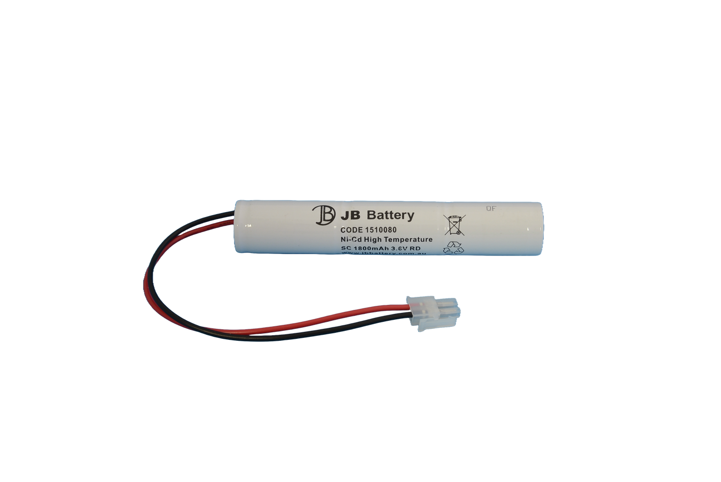 3 cell Sub C 1800mAh 3.6V Ni-Cd High Temperature Stick Emergency Lighting Battery Pack w/ Connector (Clevertronics) image 1
