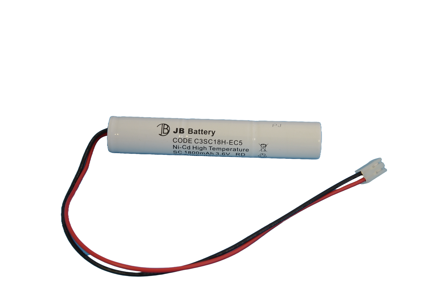 3 cell Sub C1800mAh 3.6V Ni-Cd High Temperature Stick Emergency Lighting Battery Pack w/ Connector (ABB Stanilite) image 1