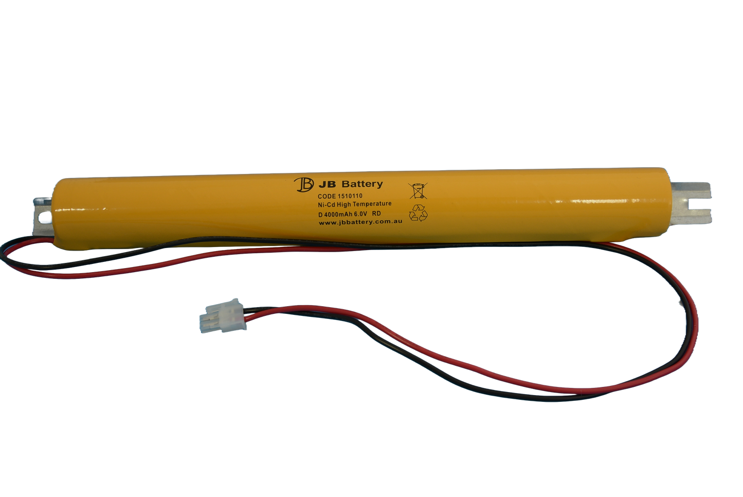 5 cell D4000mAh 6.0V Ni-Cd High Temperature Stick Emergency Lighting Battery Pack w/ Connector and Bracket (Clevertronics) image 1