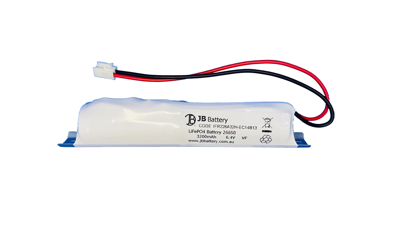 LiFePO4 2 cell IFR26650 6.4V 3.2Ah Stick PCB Emergency Lighting Battery Pack w/ Connector and Bracket (Clevertronics) image 0