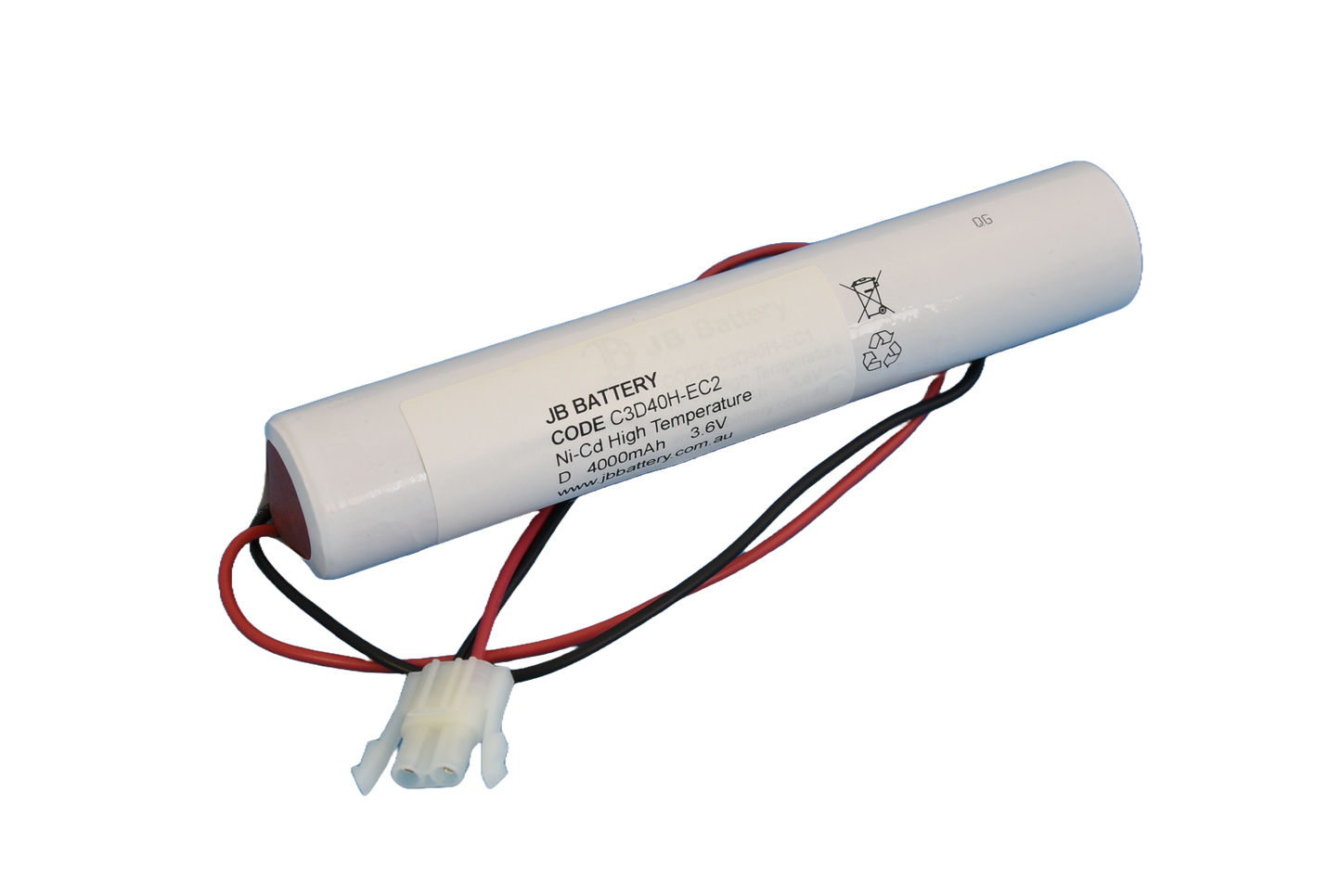 3 cell D4000mAh 3.6V Ni-Cd High Temperature Stick Emergency Lighting Battery Pack w/ Connector (ABB Stanilite) image 0