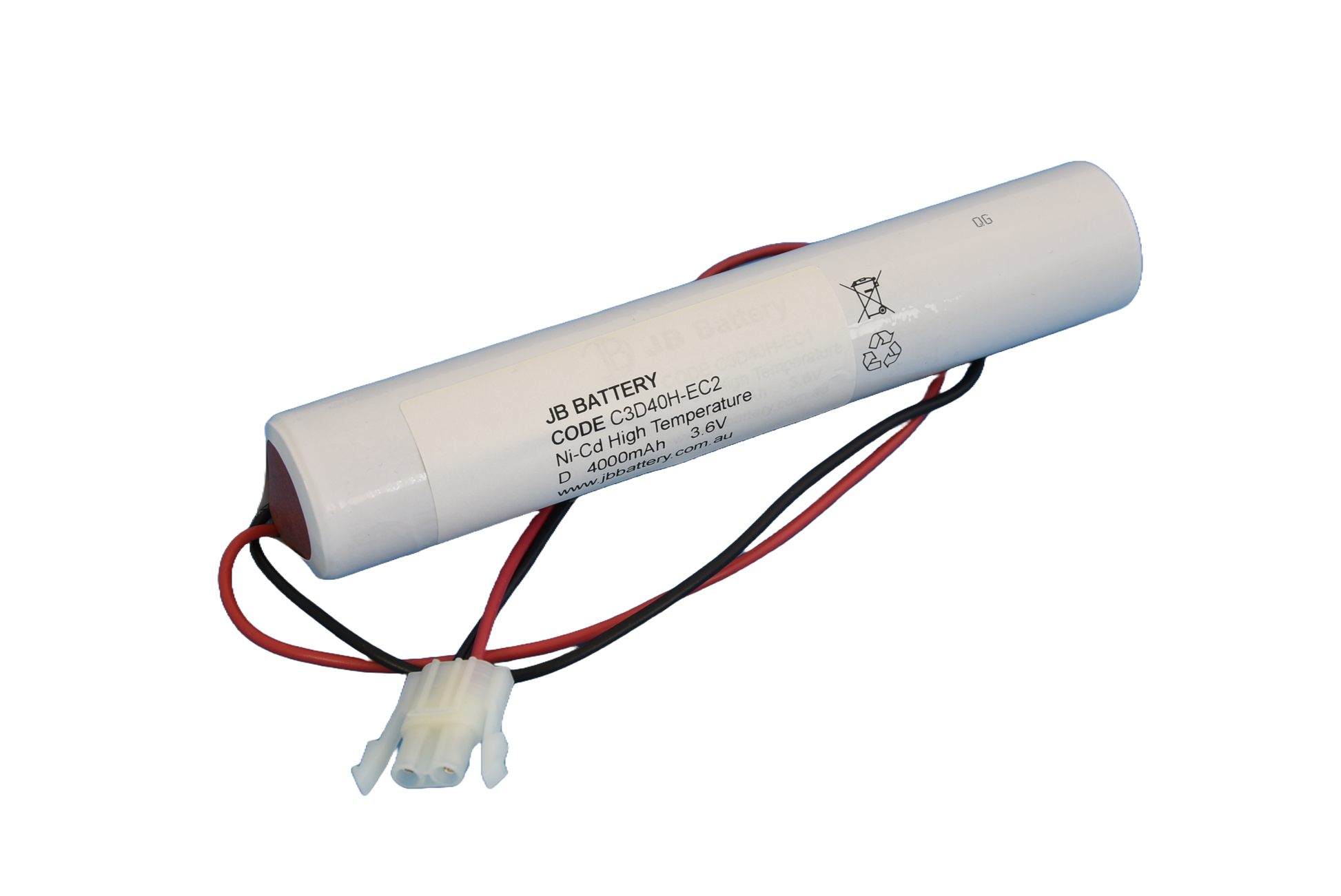 3 cell D4000mAh 3.6V Ni-Cd High Temperature Stick Emergency Lighting Battery Pack w/ Connector (ABB Stanilite) image 0