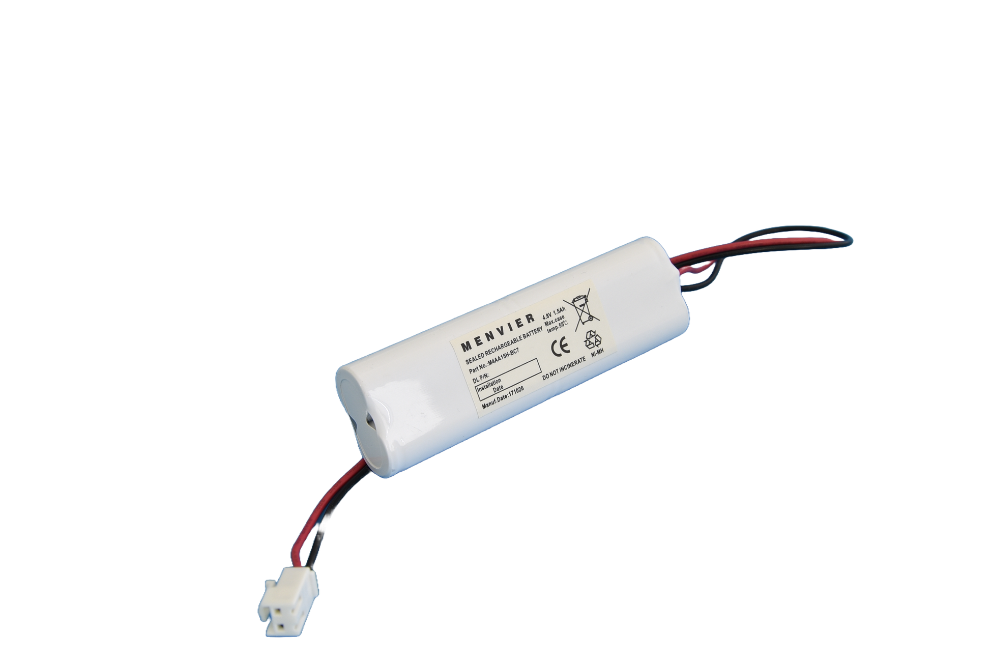 4 cell AA1500mAh 4.8V Ni-MH High Temperature 2by2 Emergency Lighting Battery Pack w/ Connector (Eaton Menvier) image 2