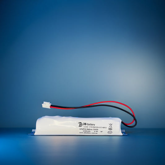 Emergency Light Battery IFR226A32H-EC14B13 – Li-ion LiFePO4 6.4V 3.2Ah 26650 Stick 2S1P with Connector and Bracket - Suit Clevertronics