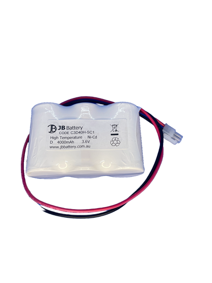 3 cell D4000mAh 3.6V Ni-Cd High Temperature Side By Side Emergency Lighting Battery Pack w/ Connector (Clevertronics) image 0