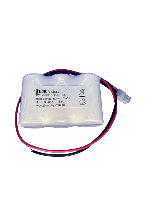 3 cell D4000mAh 3.6V Ni-Cd High Temperature Side By Side Emergency Lighting Battery Pack w/ Connector (Clevertronics) image 0