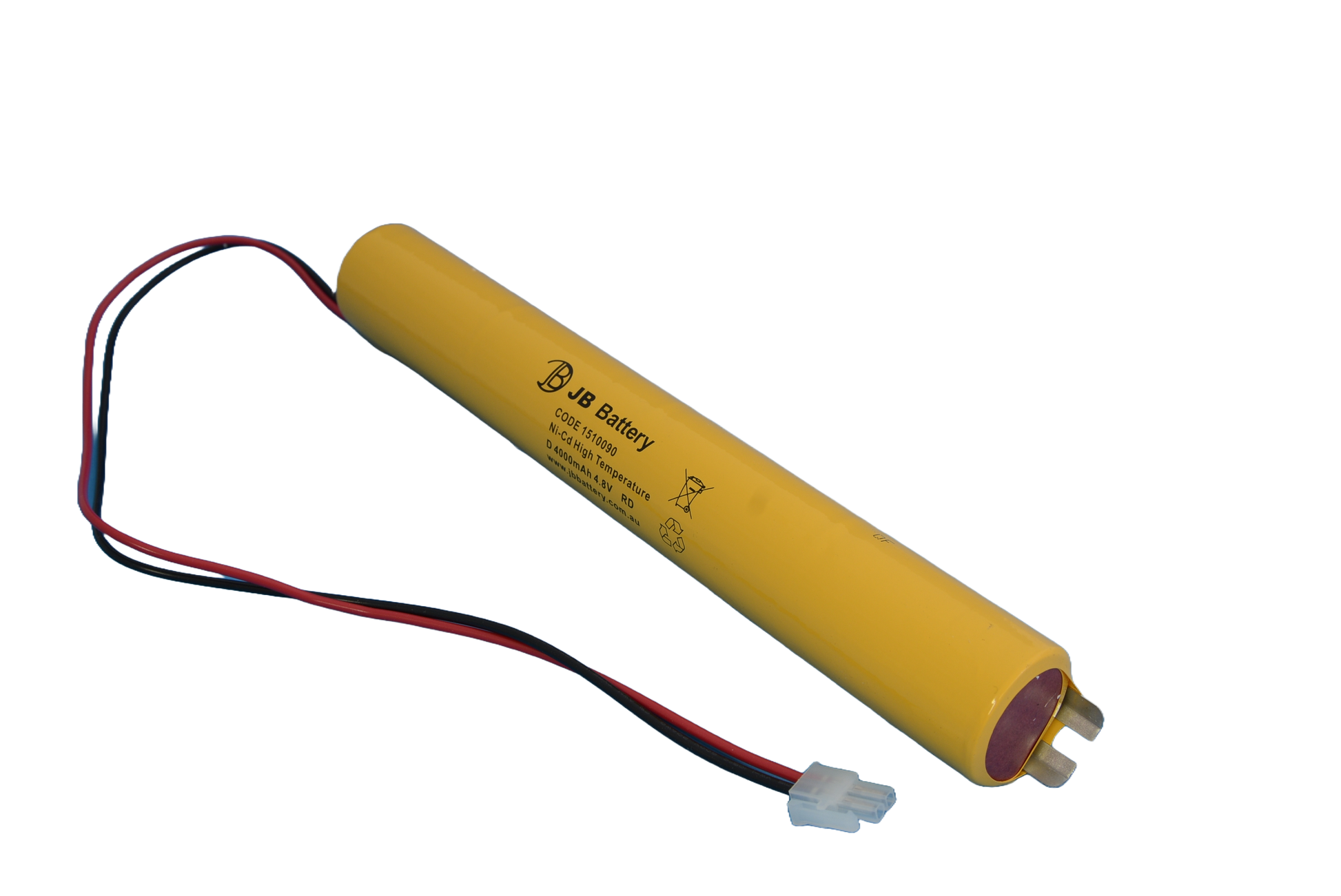 4 cell D4000mAh 4.8V Ni-Cd High Temperature Stick Emergency Lighting Battery Pack w/ Connector and Bracket (Clevertronics) image 0