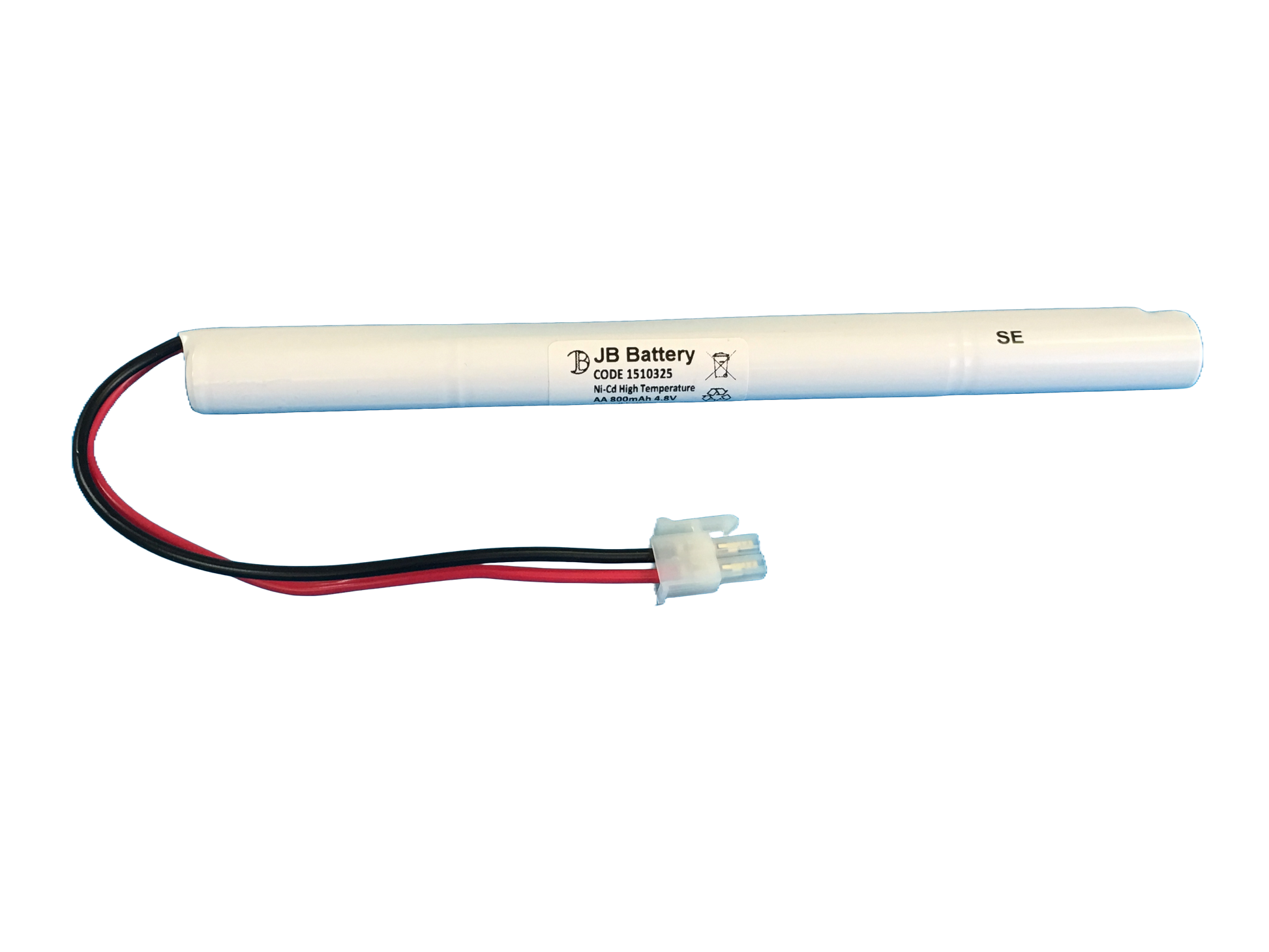 4 cell AA800mAh 4.8V Ni-Cd High Temperature Stick Emergency Lighting Battery Pack w/ Connector (Clevertronics) image 0