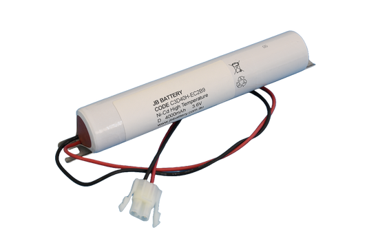 3 cell D4000mAh 3.6V Ni-Cd High Temperature Stick Emergency Lighting Battery Pack w/ Connector and Bracket (ABB Stanilite) image 0