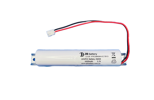 LiFePO4 2 cell IFR26650 3.2V 6.4Ah PCB Emergency Lighting Battery Pack w/ Connector and Bracket (Clevertronics) image 0