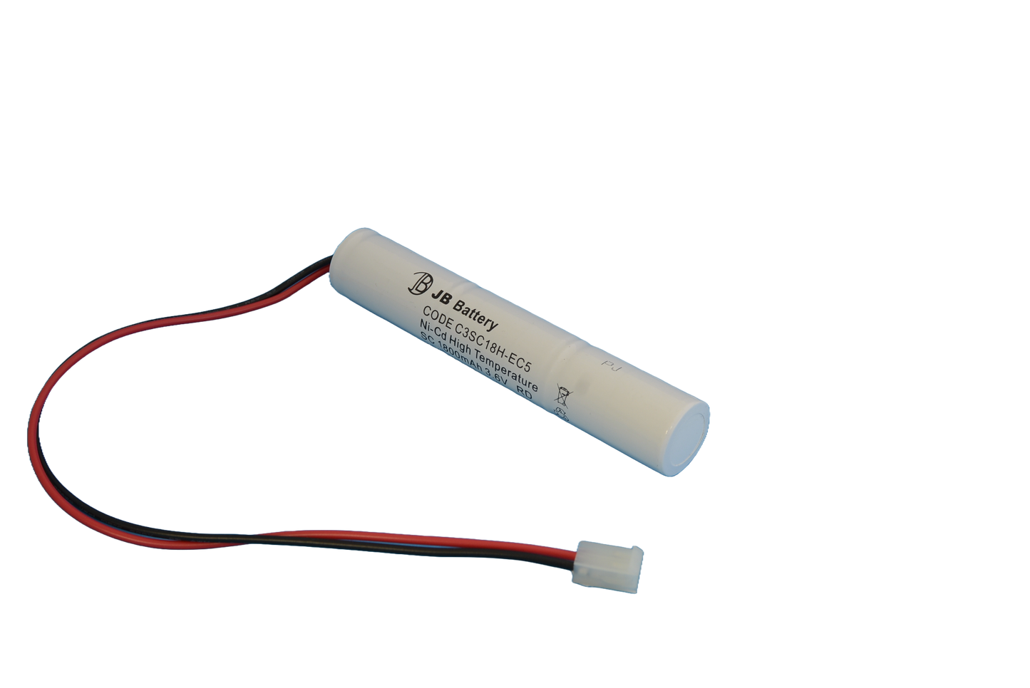3 cell Sub C1800mAh 3.6V Ni-Cd High Temperature Stick Emergency Lighting Battery Pack w/ Connector (ABB Stanilite) image 0