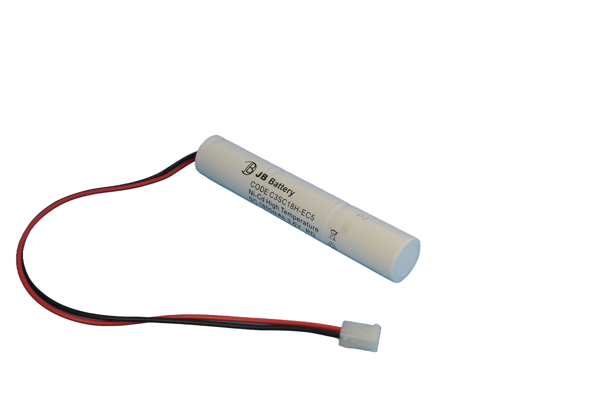 3 cell Sub C1800mAh 3.6V Ni-Cd High Temperature Stick Emergency Lighting Battery Pack w/ Connector (ABB Stanilite) image 0