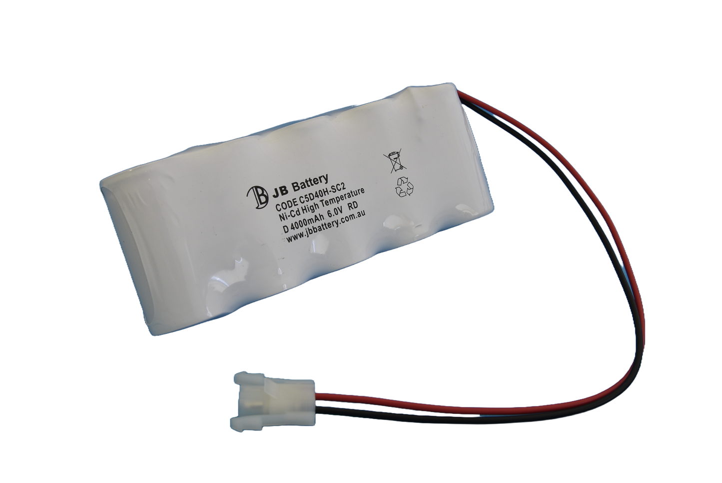 5 cell D4000mAh 6.0V Ni-Cd High Temperature Side By Side Emergency Lighting Battery Pack w/ Connector (ABB Stanilite) image 0