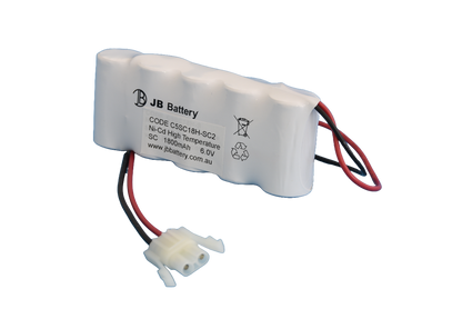 5 cell Sub C1800mAh 6.0V Ni-Cd High Temperature Side By Side Emergency Lighting Battery Pack w/ Connector (ABB Stanilite) image 0