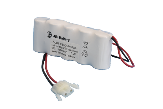 5 cell Sub C1800mAh 6.0V Ni-Cd High Temperature Side By Side Emergency Lighting Battery Pack w/ Connector (ABB Stanilite) image 0