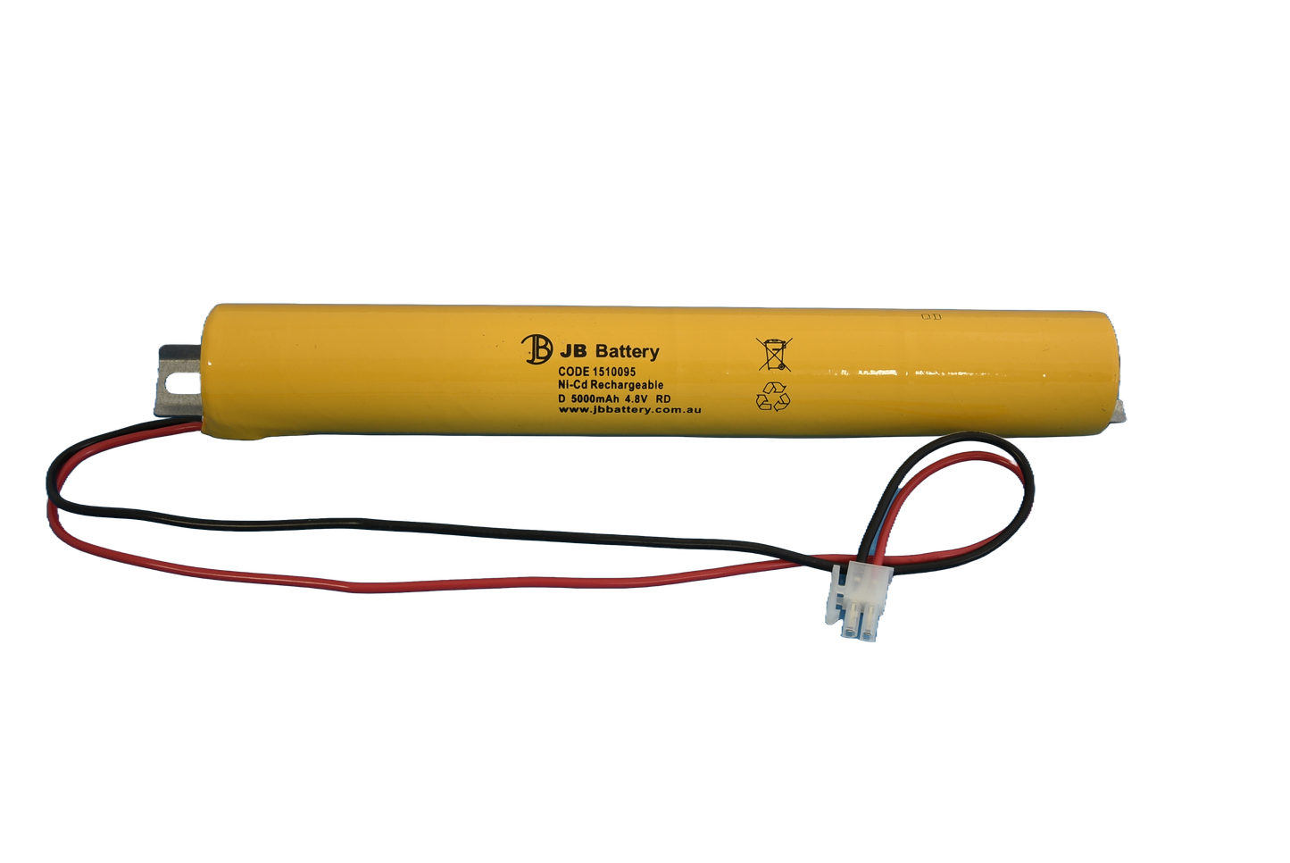 4 cell D5000mAh 4.8V Ni-Cd Standard Temperature Stick Emergency Lighting Battery Pack w/ Connector and Bracket (Clevertronics) image 1