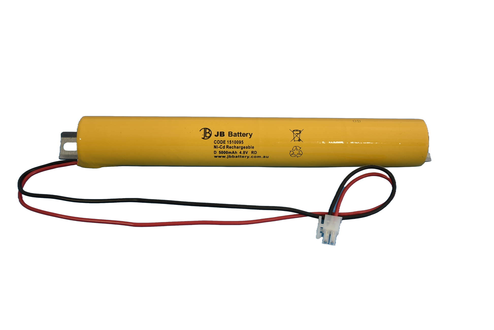 4 cell D5000mAh 4.8V Ni-Cd Standard Temperature Stick Emergency Lighting Battery Pack w/ Connector and Bracket (Clevertronics) image 1