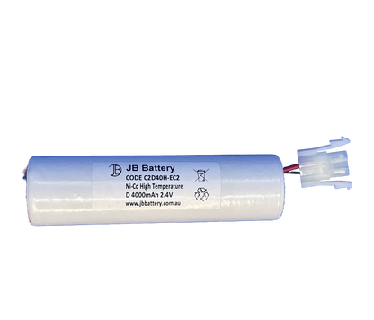 2 cell D4000mAh 2.4V Ni-Cd High Temperature Stick Emergency Lighting Battery Pack w/ Connector image 1