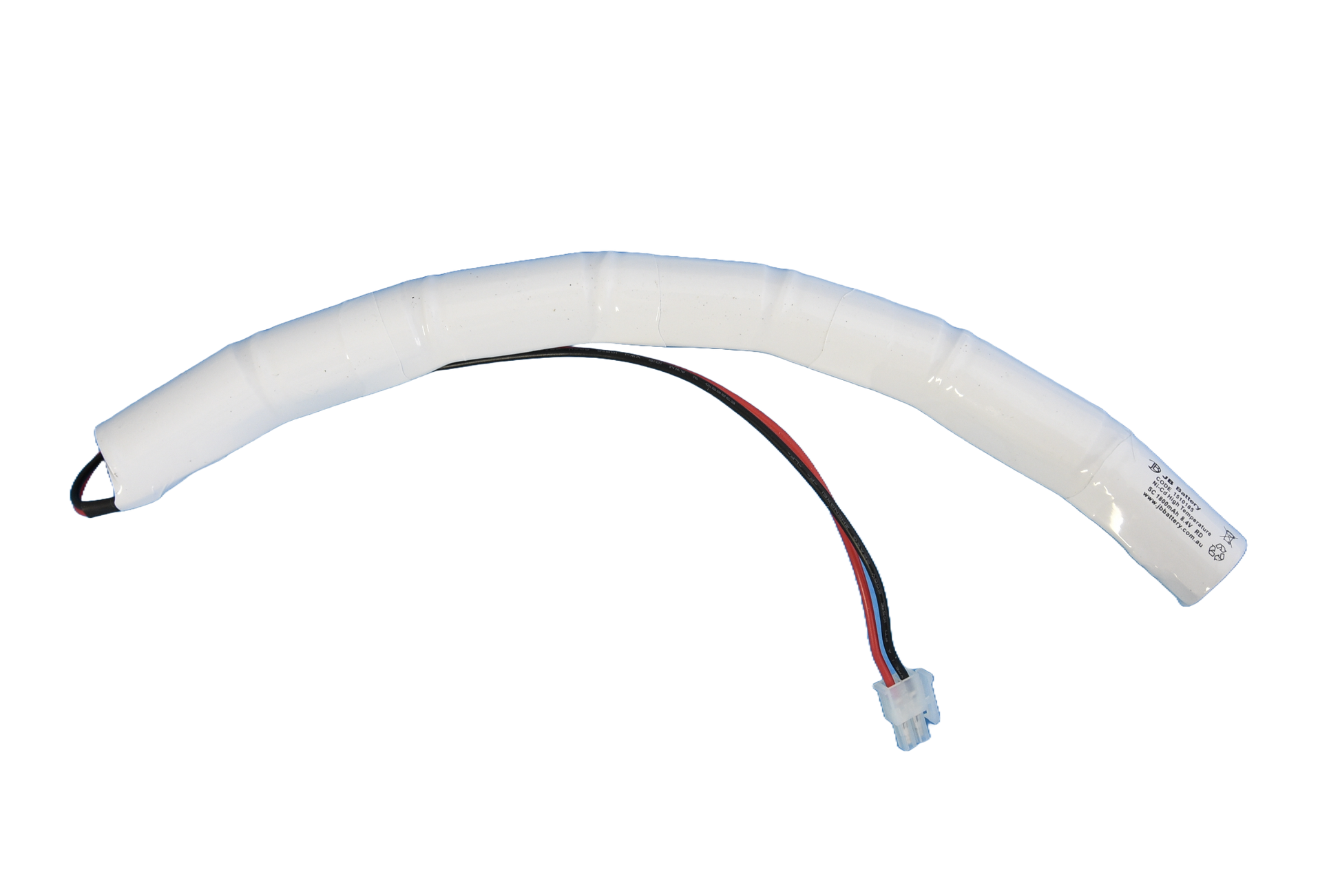 7 cell Sub C1800mAh 8.4 Ni-Cd High Temperature Curved Emergency Lighting Battery Pack w/ Connector (Clevertronics) image 1