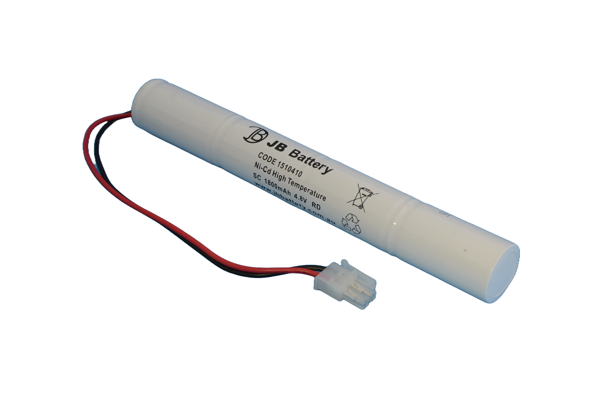4 cell Sub C1800mAh 4.8V Ni-Cd High Temperature Stick Emergency Lighting Battery Pack w/ Connector (Clevertronics) image 0