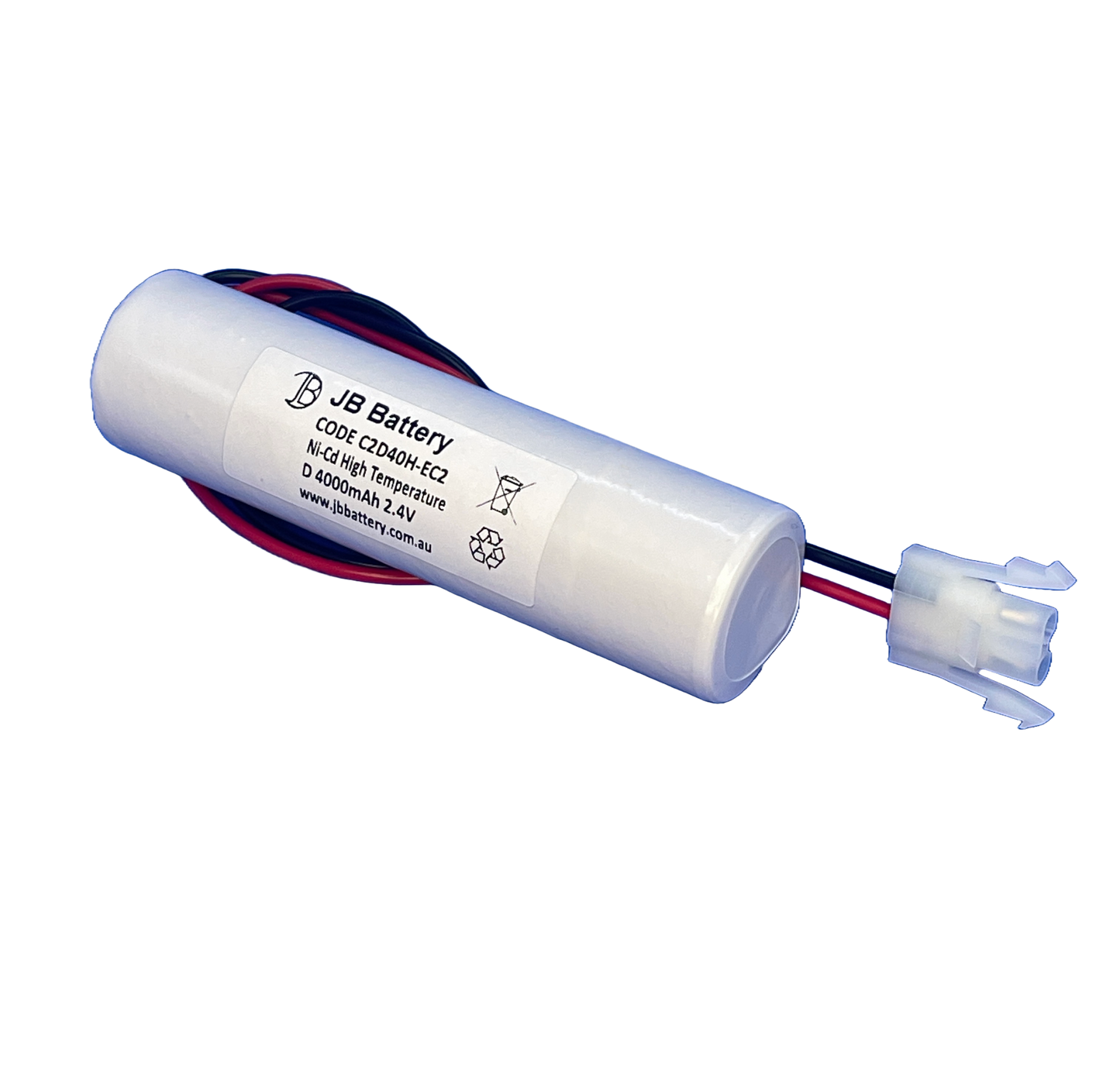 2 cell D4000mAh 2.4V Ni-Cd High Temperature Stick Emergency Lighting Battery Pack w/ Connector image 0