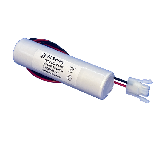 2 cell D4000mAh 2.4V Ni-Cd High Temperature Stick Emergency Lighting Battery Pack w/ Connector image 0