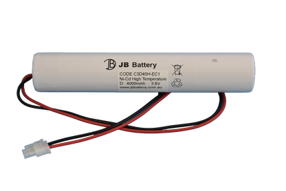 3 cell D4000mAh 3.6V Ni-Cd High Temperature Stick Emergency Lighting Battery Pack w/ Connector (Clevertronics) image 1