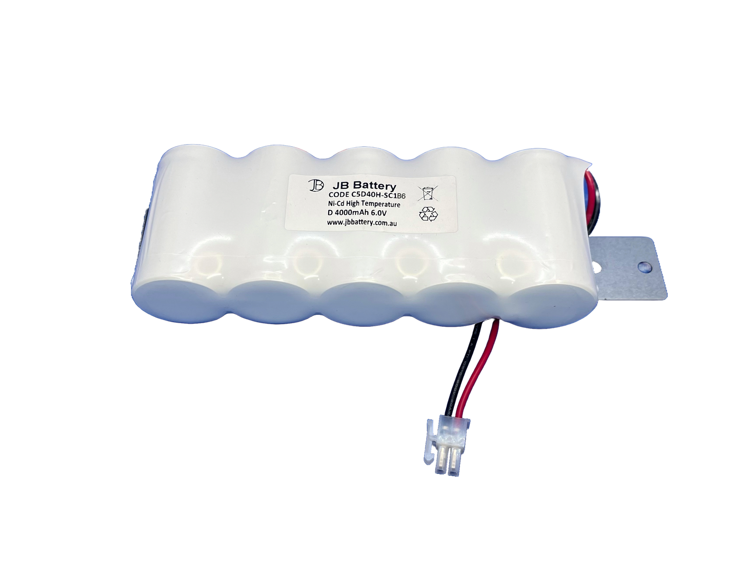 5 cell D4000mAh 6.0V Ni-Cd High Temperature Side by Side Emergency Lighting Battery Pack w/ Connector and Bracket (Clevertronics) image 0