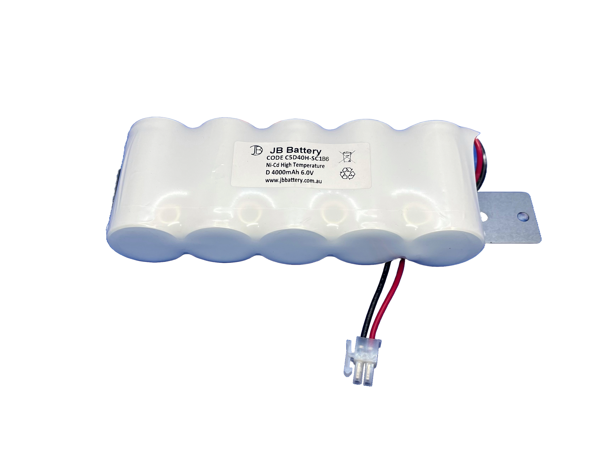 5 cell D4000mAh 6.0V Ni-Cd High Temperature Side by Side Emergency Lighting Battery Pack w/ Connector and Bracket (Clevertronics) image 0