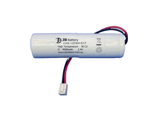 2 cell D4000mAh 2.4V Ni-Cd High Temperature Stick Emergency Lighting Battery Pack w/ Connector image 0